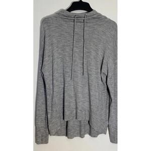Athleta Marble Gray Pullover SweatShirt Hoodie CowlNeckDrawstring LongSleeve L